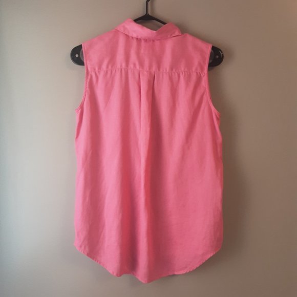 Eddie Bauer 100% Linen Pink Sleeveless Collared Button Up Shirt Size XS - Picture 5 of 11